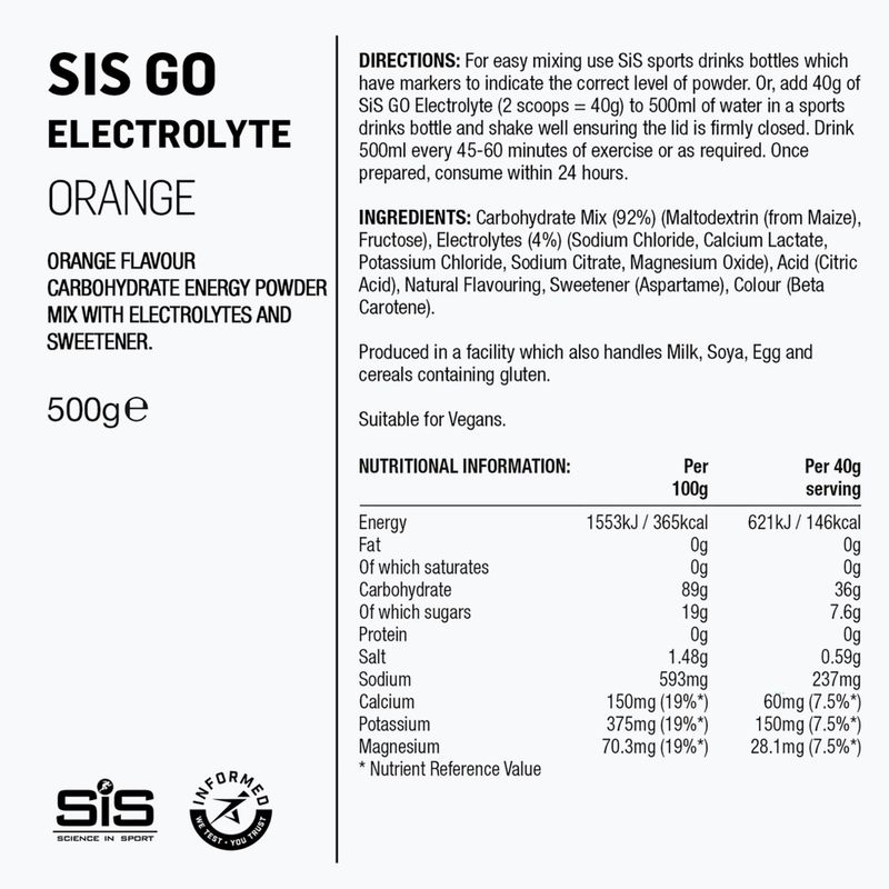 Băutură izotonică în pudră Science in Sport GO Electrolyte 500 g orange 2