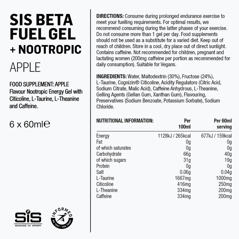 Set de geluri energetice Science in Sport Beta Fuel Energy + Nootropics 6 x 60 ml apple 2