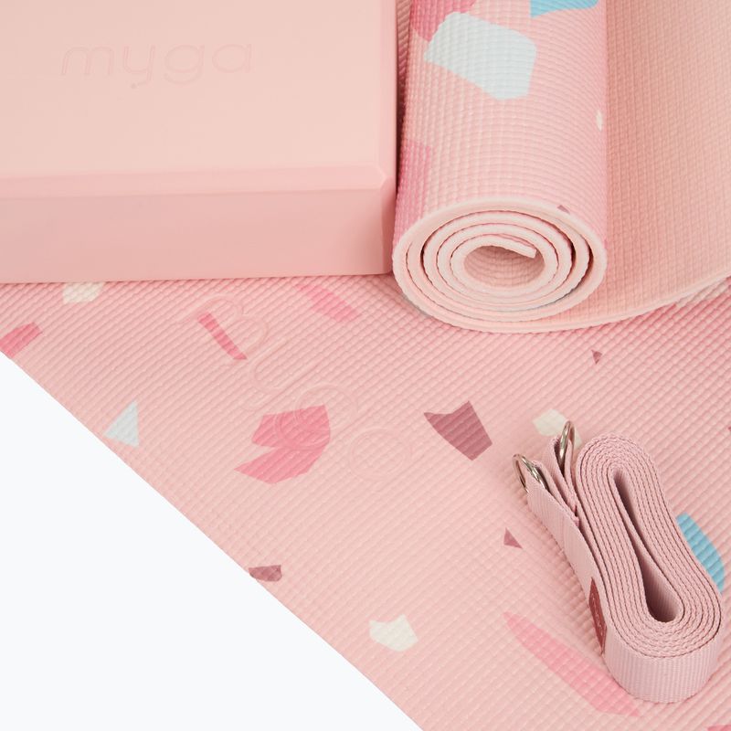 Set de yoga Myga Terrazzo Yoga Set mat + block + strap purple 9