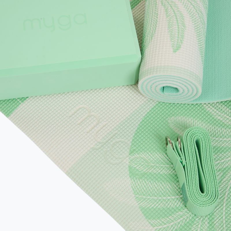 Set de yoga Myga Sage Palm Yoga Set mat + block + green strap 9