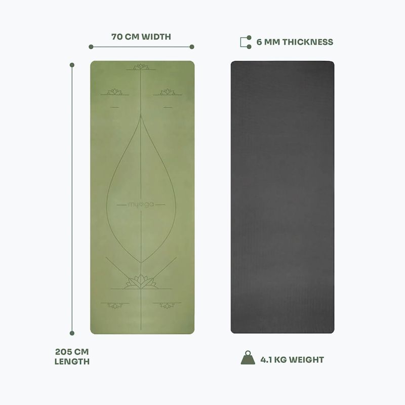 Covoraș de yoga Myga Alignment XL 6 mm green 6
