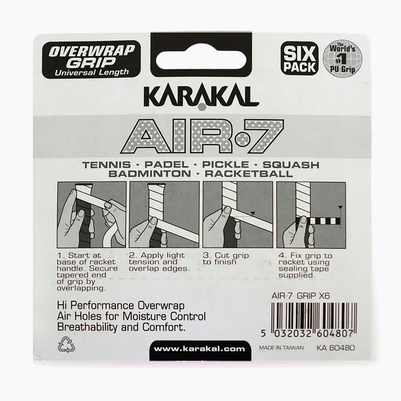 Învelișuri de squash Karakal Air 7 Overwrap Grip 6 pack pink 2