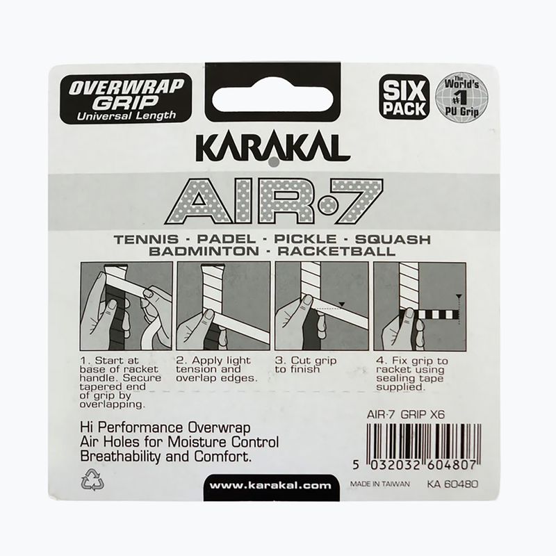Învelișuri de squash Karakal Air 7 Overwrap Grip 6 pack orange 2