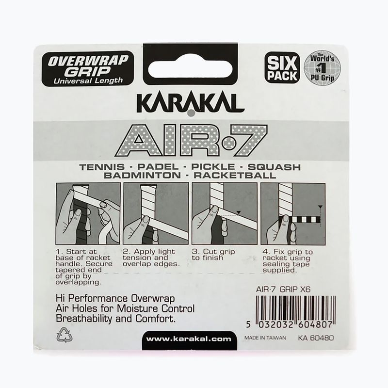 Învelișuri de squash Karakal Air 7 Overwrap Grip 6 pack blue 2