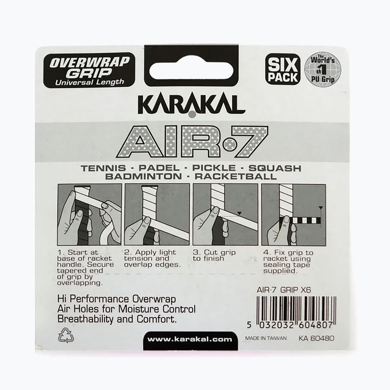 Învelișuri de squash Karakal Air 7 Overwrap Grip 6 pack lime 2