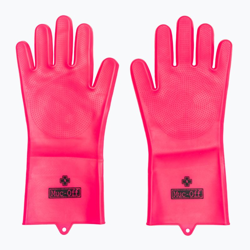 Mănuși pentru curățarea bicicletelor Muc-Off Deep Scrubber Gloves pink 2