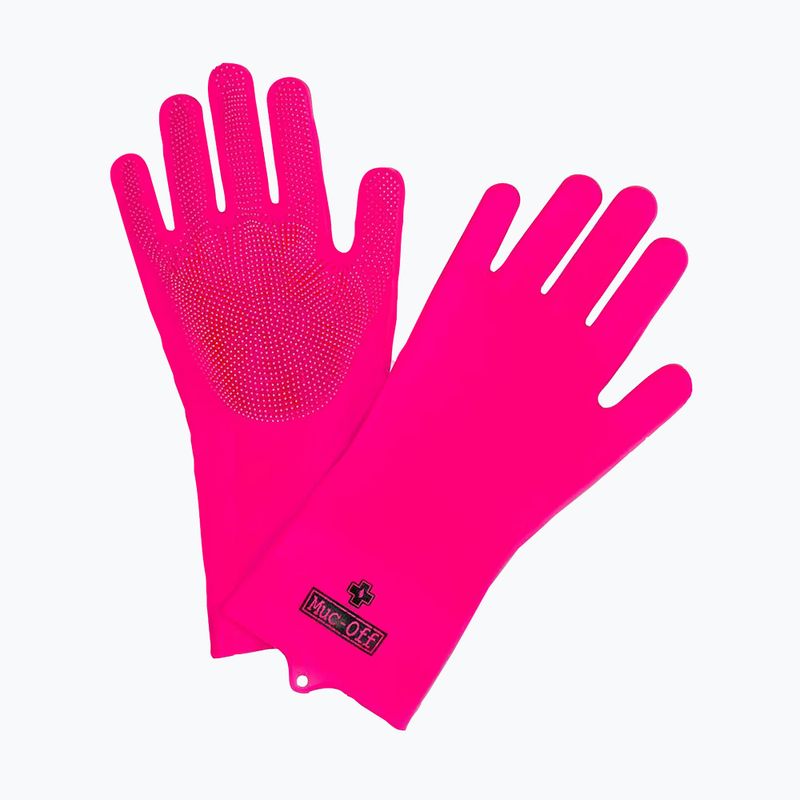 Mănuși pentru curățarea bicicletelor Muc-Off Deep Scrubber Gloves pink