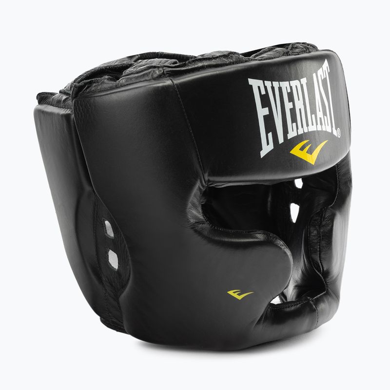 Cască de box pentru bărbați EVERLAST din piele cu protecție pentru obraz și bărbie neagră 350 BLK - S/M