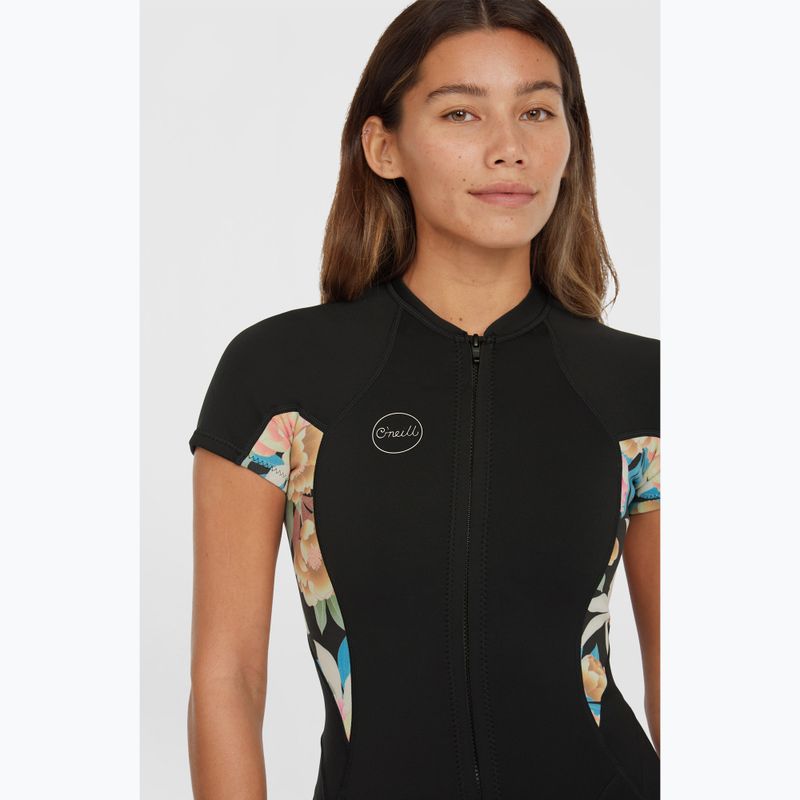 O'Neill Bahia 2/1 mm Front Zip Spring negru/ micah floral/ negru costum de wetsuit pentru femei 3