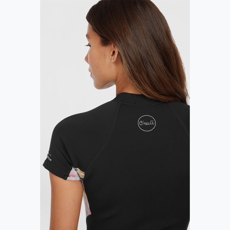 O'Neill Bahia 2/1 mm Front Zip Spring negru/ micah floral/ negru costum de wetsuit pentru femei 4
