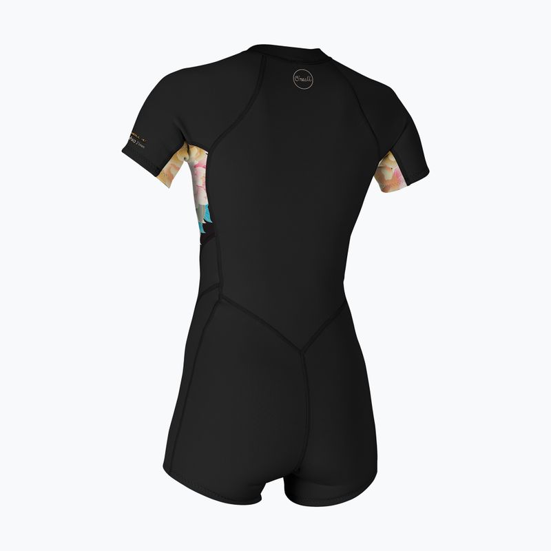 O'Neill Bahia 2/1 mm Front Zip Spring negru/ micah floral/ negru costum de wetsuit pentru femei 8