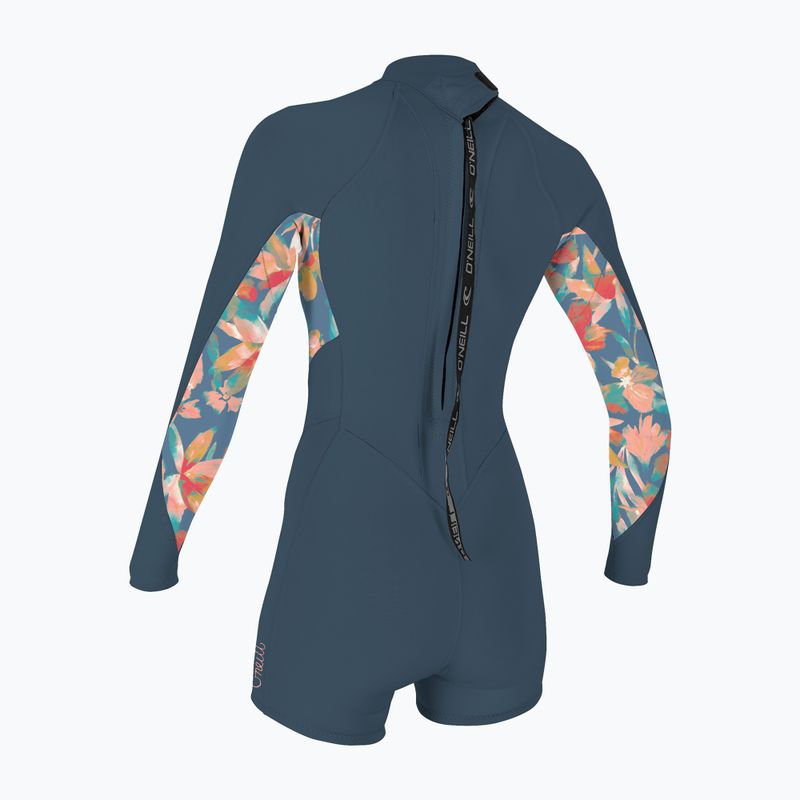Costum de neopren pentru femei O'Neill Bahia 2/1 Back Zip LS Spring copen blue/painted tropics/copen blue 2