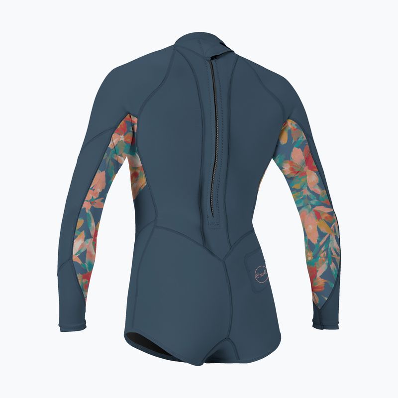 Costum de neopren pentru copii O'Neill Girls Bahia 2/1 Back Zip LS Spring copen blue/painted tropics/copen blue 2