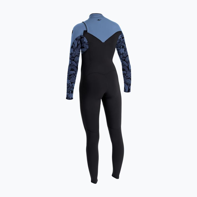 Costum de înot pentru femei O'Neill Epic 4/3 mm Chest Zip Full black/stormy palm/faded denim 2