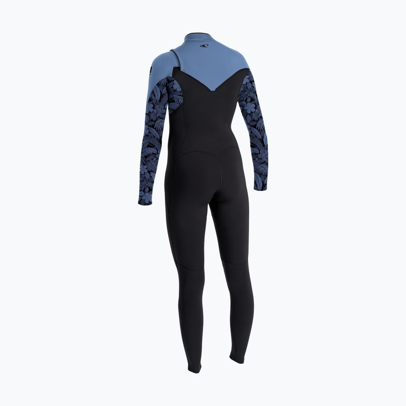 Costum de înot pentru femei O'Neill Epic 5/4 mm Chest Zip Full black/stormy palm/faded denim 2