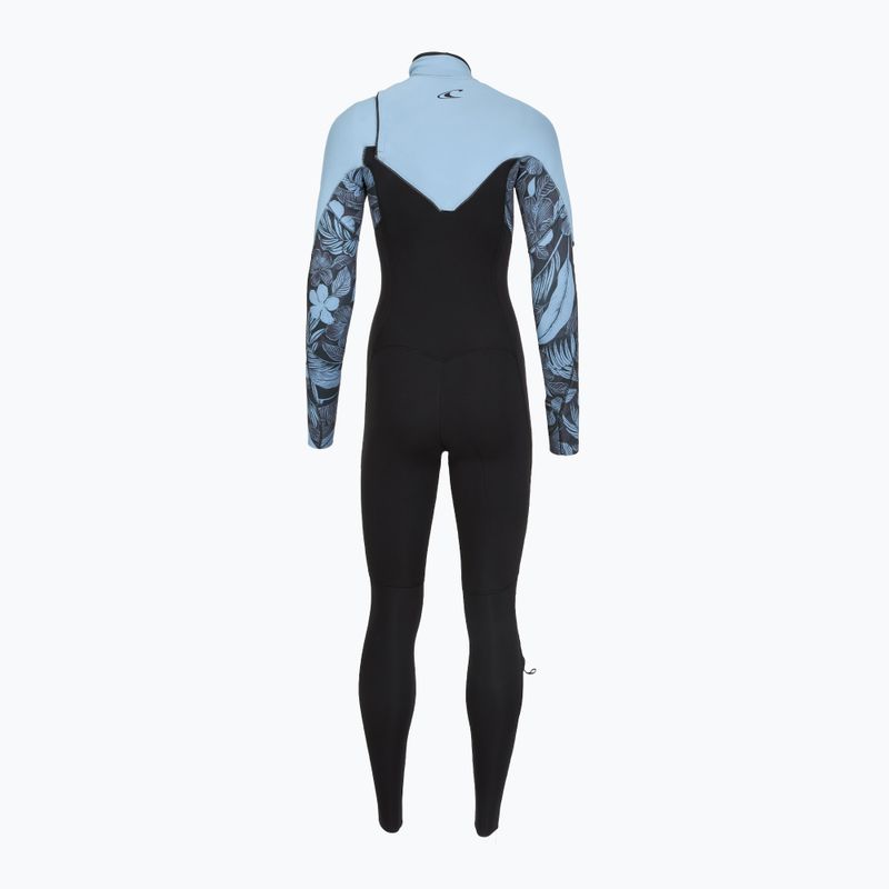 Costum de înot pentru femei O'Neill Epic 5/4 mm Chest Zip Full black/stormy palm/faded denim 3