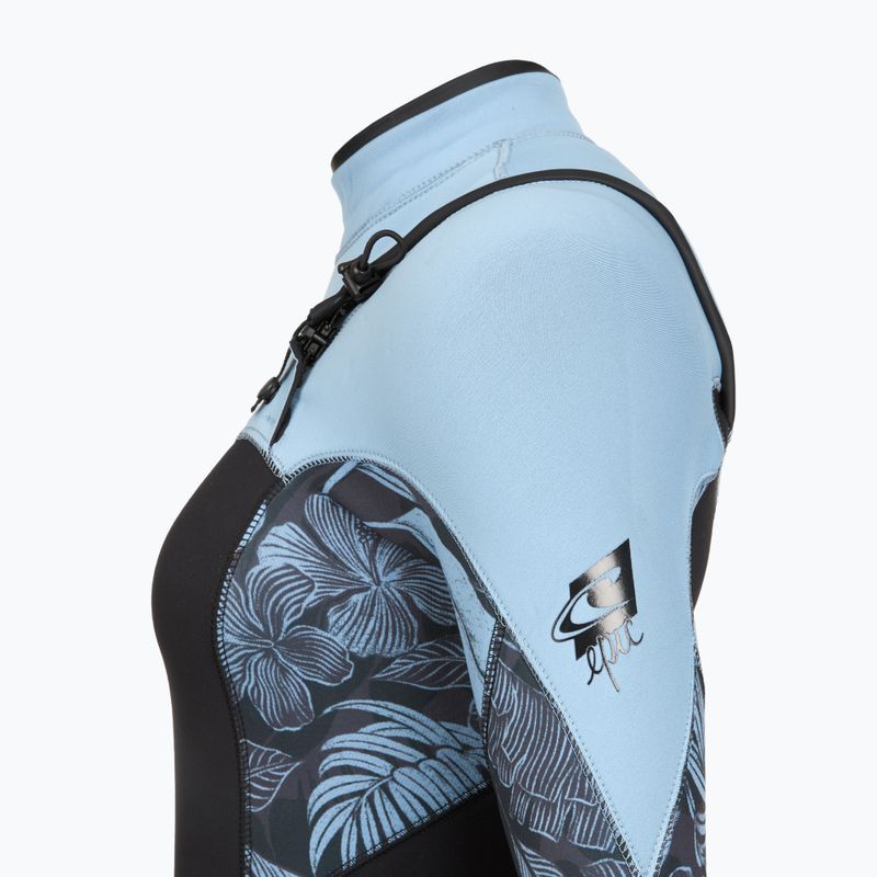 Costum de înot pentru femei O'Neill Epic 5/4 mm Chest Zip Full black/stormy palm/faded denim 6
