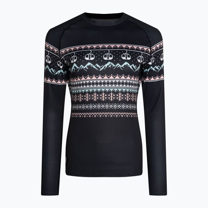 Bluză termică damă Surfanic Cozy Limited Edition Crew Neck black fairisle 4