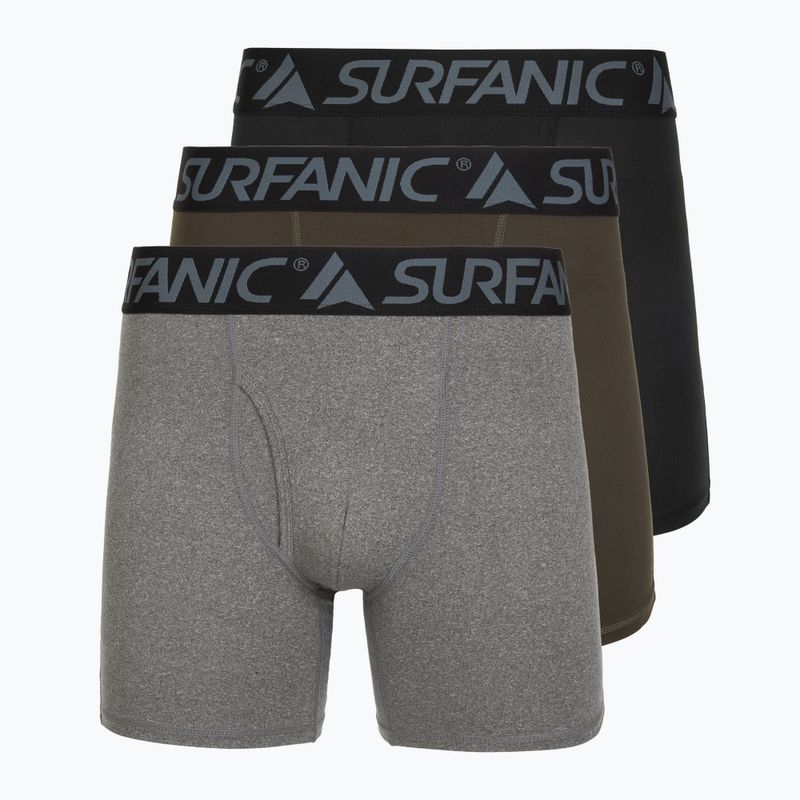 Boxeri termoactivi pentru bărbați Surfanic Carbondri 3 pary black/grey/khaki