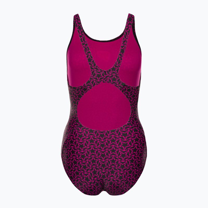 Speedo Boomstar Allover Muscleback Costum de baie o singură bucată pentru femei Negru Roz 68-12299B344 2