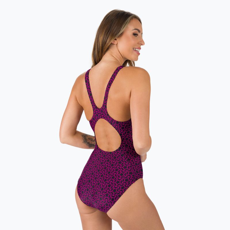 Speedo Boomstar Allover Muscleback Costum de baie o singură bucată pentru femei Negru Roz 68-12299B344 6