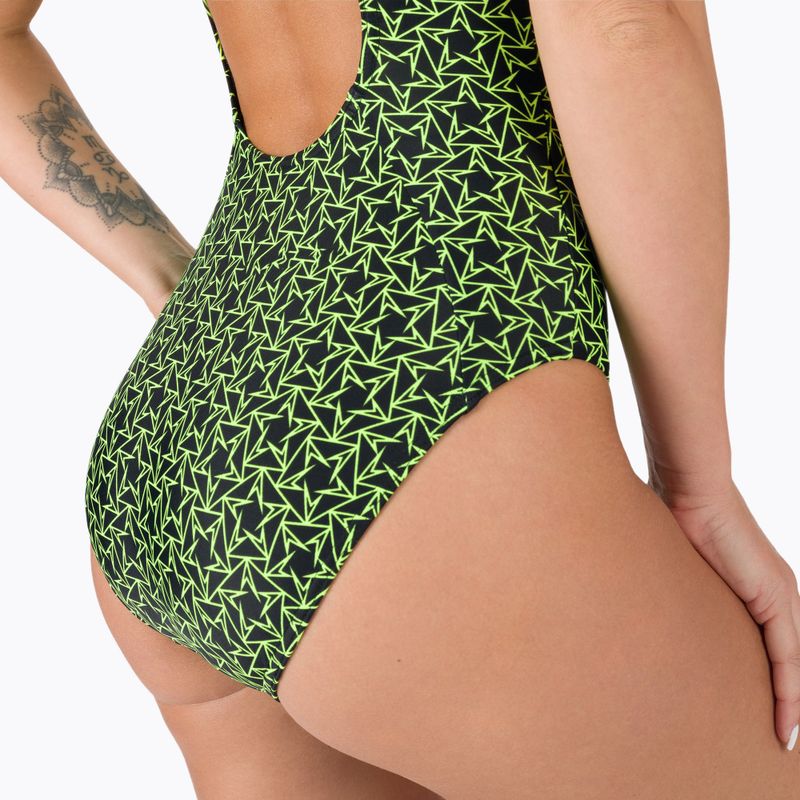Speedo Boomstar Allover Muscleback costum de baie dintr-o bucată pentru femei negru și galben 68-12299A599 5