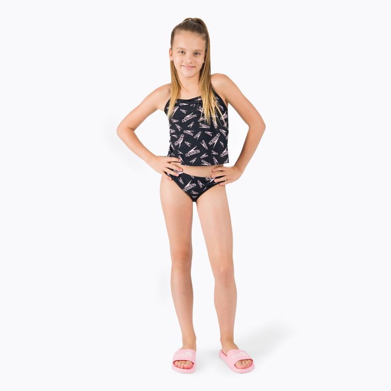 Speedo Printed Tie-Back Tankini Tankini pentru copii costum de baie din două piese negru 68-12380F390 5