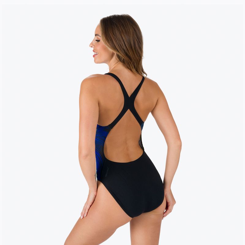 Speedo Placement Powerback costum de baie o singură piesă pentru femei negru/albastru 06187F882