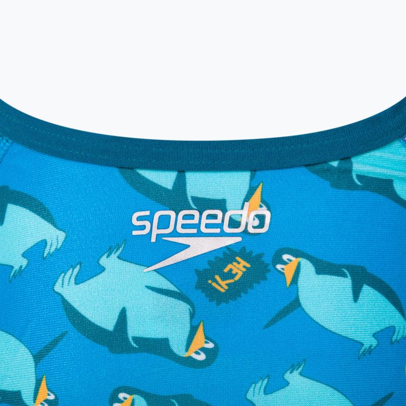Speedo Flipper Phone Allover Vback pentru copii costum de baie dintr-o bucată albastru 68-12846 4