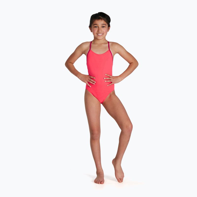 Speedo Lane Lane Line Back Solid roz 68-13441 costum de baie o piesă pentru copii 5