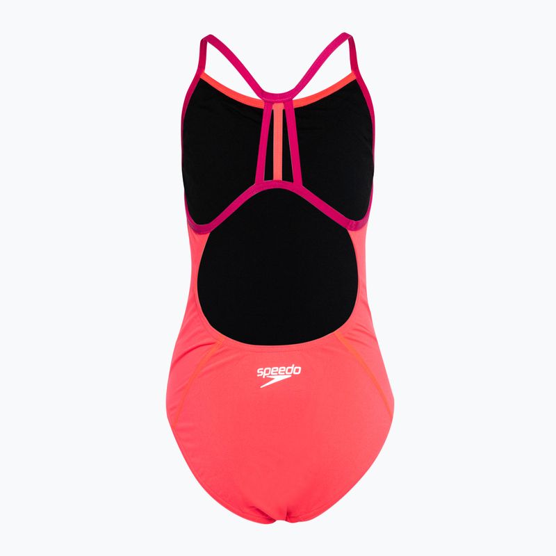 Speedo Lane Lane Line Back Solid roz 68-13441 costum de baie o piesă pentru copii 2
