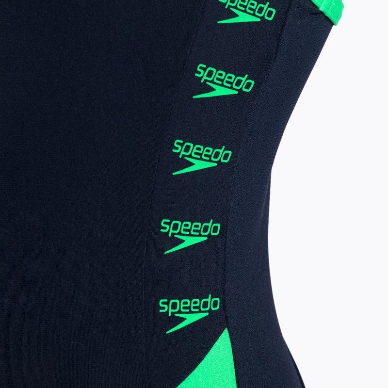 Speedo Boom Logo Splice Muscleback costum de baie dintr-o singură piesă pentru femei albastru marin-verde 68-12900 4