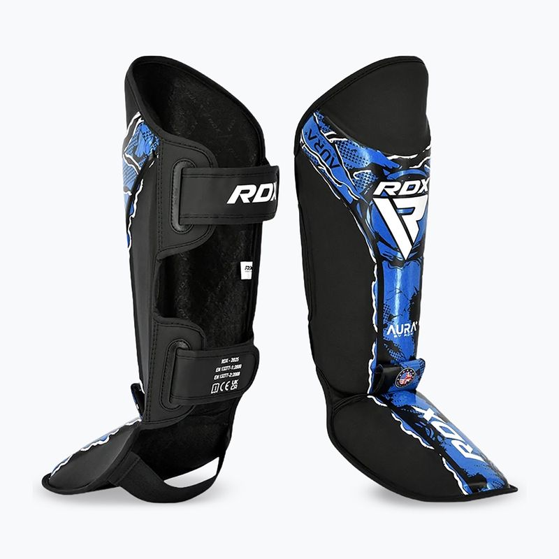 Apărători de tibii și picioare RDX Instep New Aura F17 Shin black/blue 2