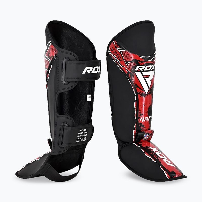 Apărători de tibii și picioare RDX Instep New Aura F17 Shin black/red 2