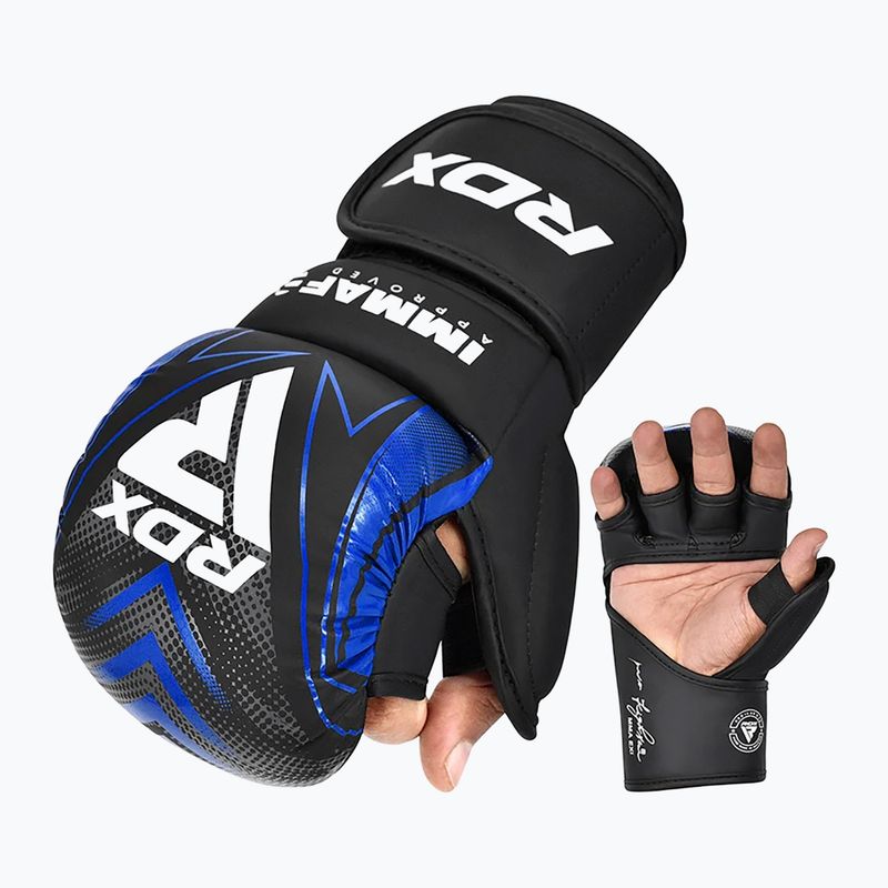 Mănuși de grappling RDX IMMAF Approved Shooted Grappling blue 2