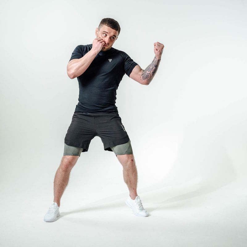 Pantaloni scurți de antrenament RDX T16 black/grey 10