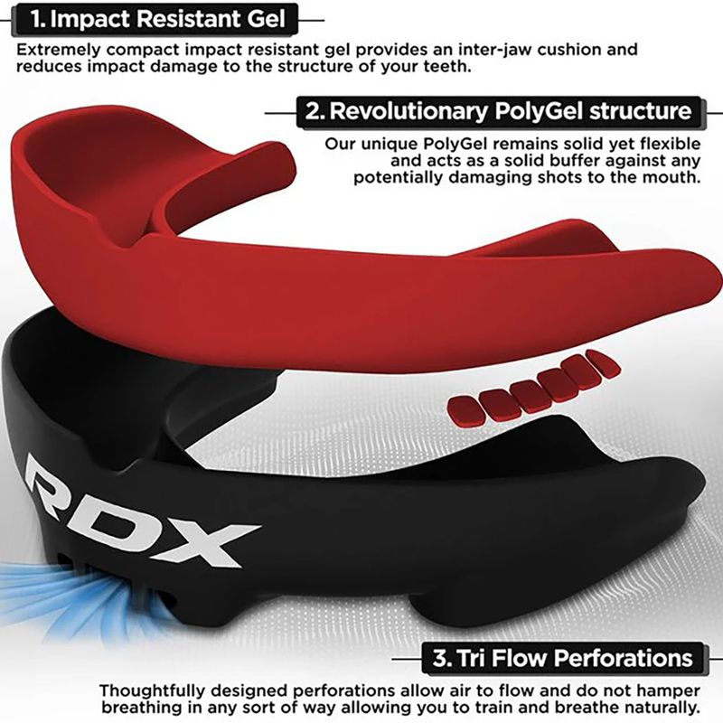 Protector maxilar RDX Mouth Guard red/black 3