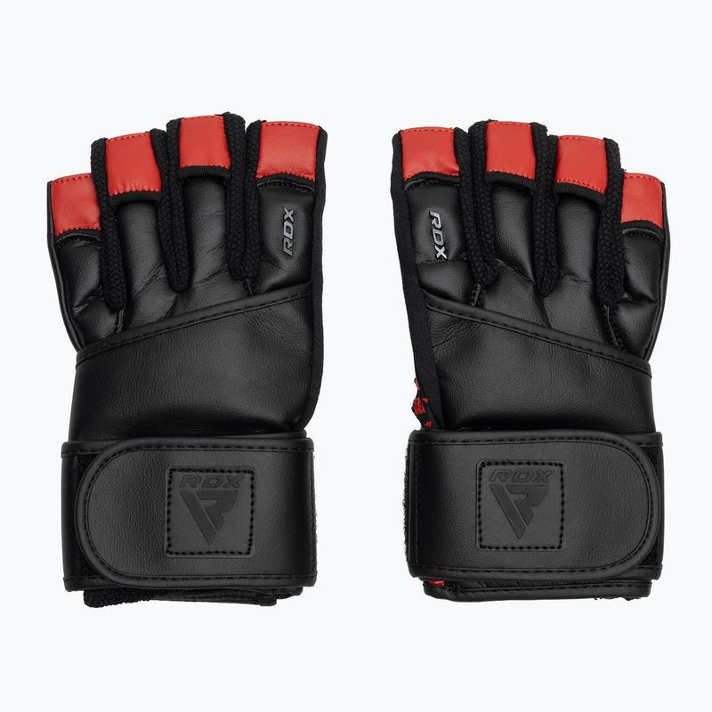 Mănuși de antrenament RDX L4 Finger Weightlifting Leather red/black 2