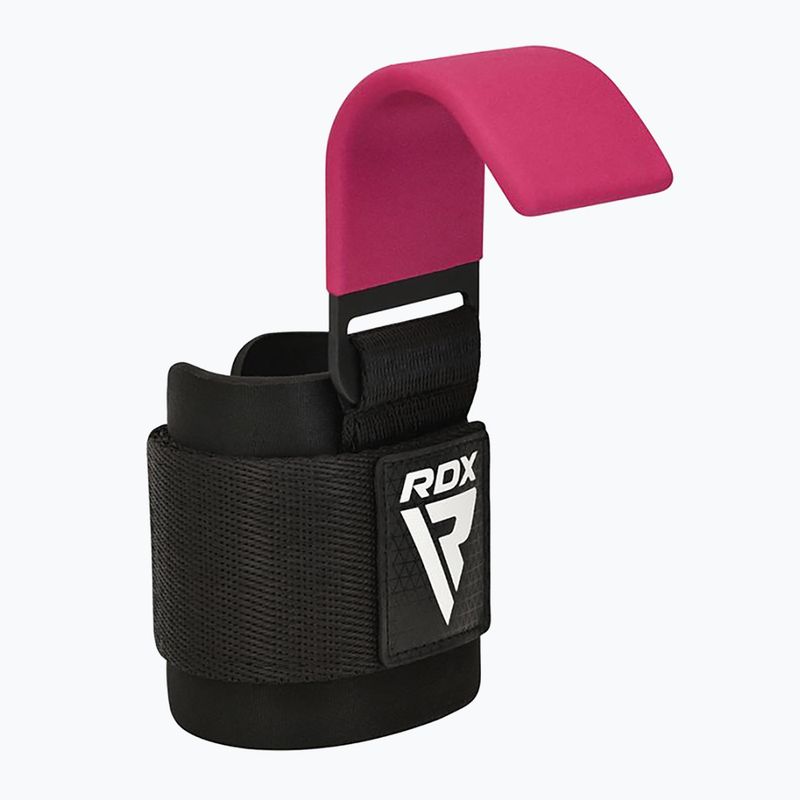 Curele pentru ridicat greutăți cu cârlige RDX W5 Weight Lifting Hook Strap pink 2