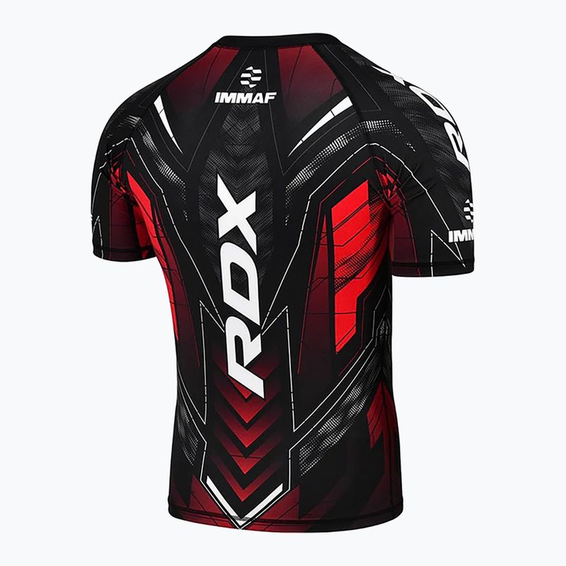 Tricou de antrenament pentru bărbați RDX IMMAF Approved Half Sleeves Compression red 2