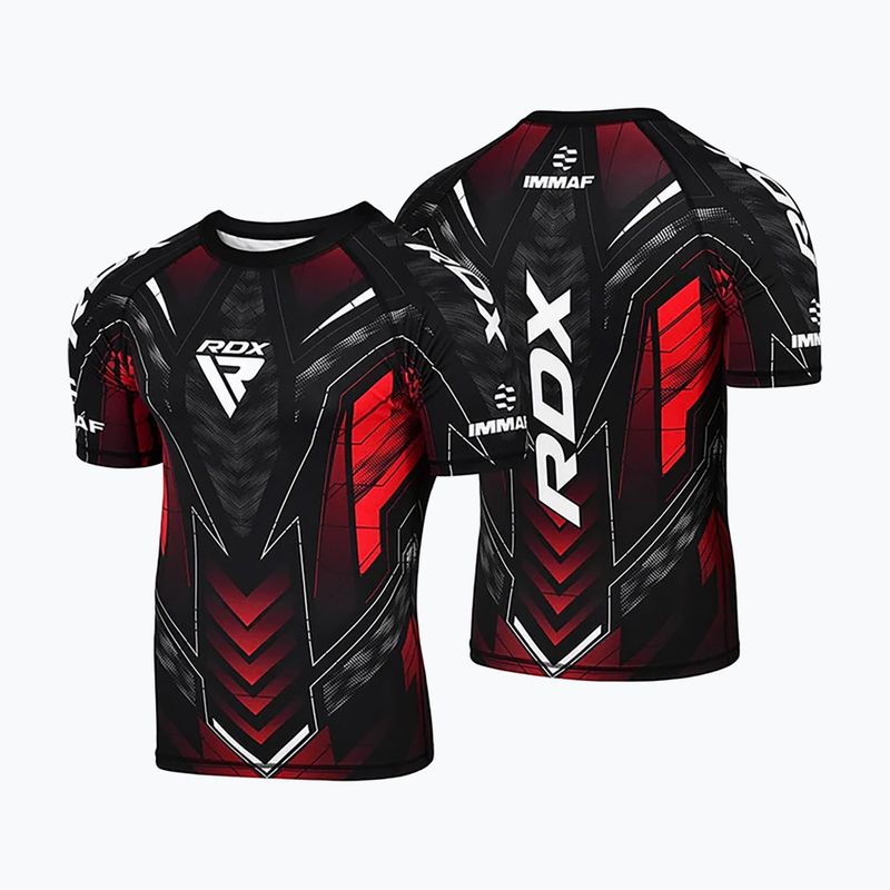 Tricou de antrenament pentru bărbați RDX IMMAF Approved Half Sleeves Compression red 3