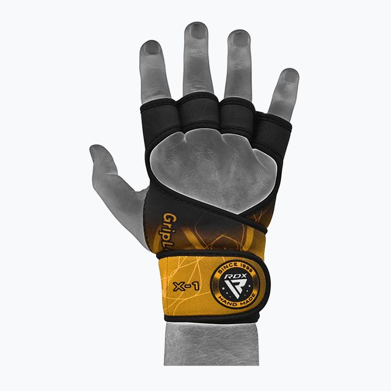 RDX Weight Lifting X1 Long Strap mănuși de antrenament negru / galben WGN-X1Y 6