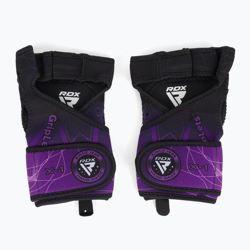 RDX Weight Lifting X1 Long Strap mănuși de antrenament negru și violet WGN-X1PR 2