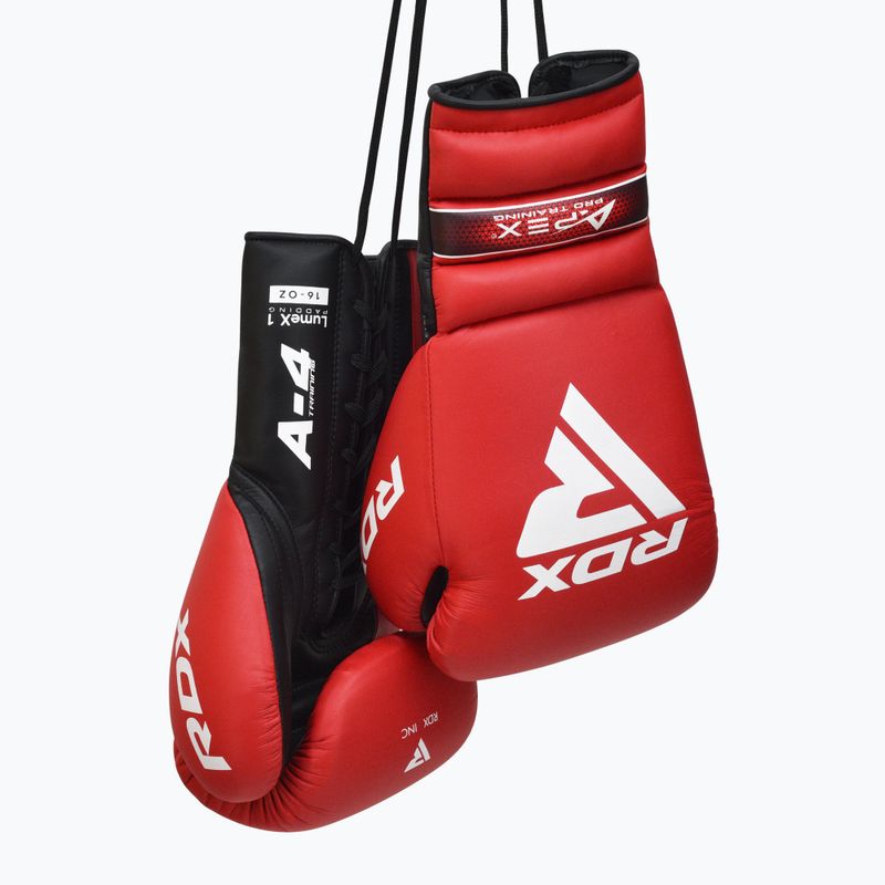 Mănuși de box RDX Apex Lace Up Training Sparring Boxing red 4