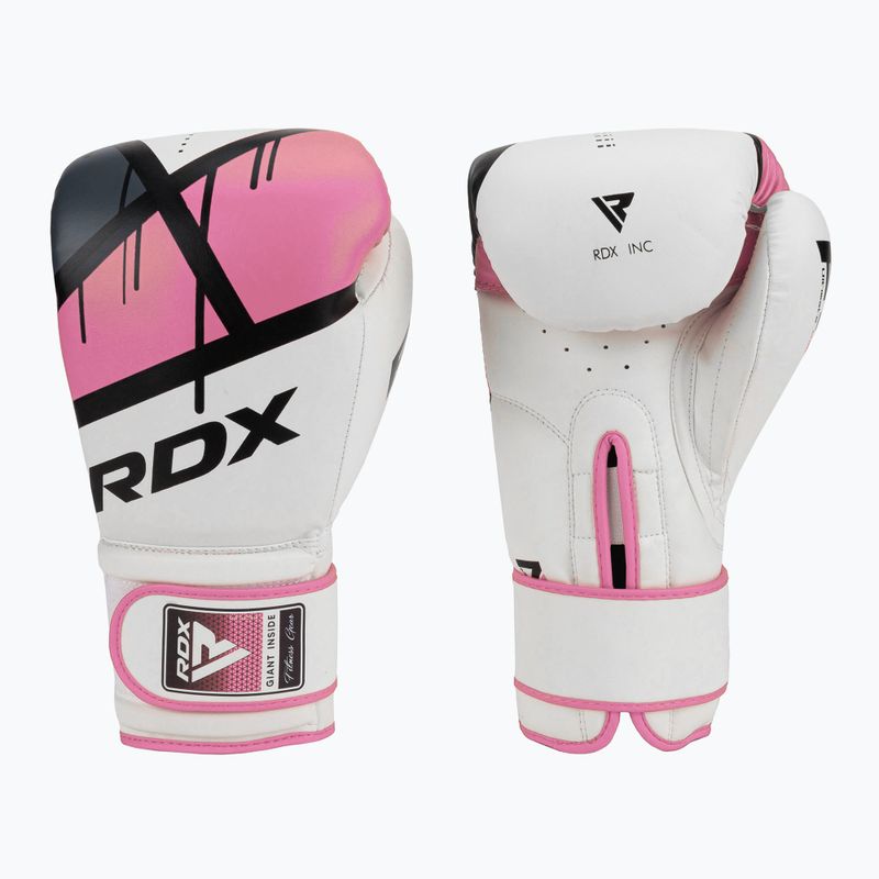 Mănuși de box pentru femei RDX BGR-F7 alb și roz BGR-F7P