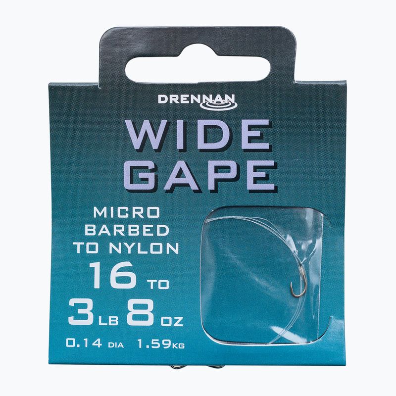 Drennan Wide Gape methode lider de lider fără barbless cârlig + linie 8 buc. clar HNWDGM016