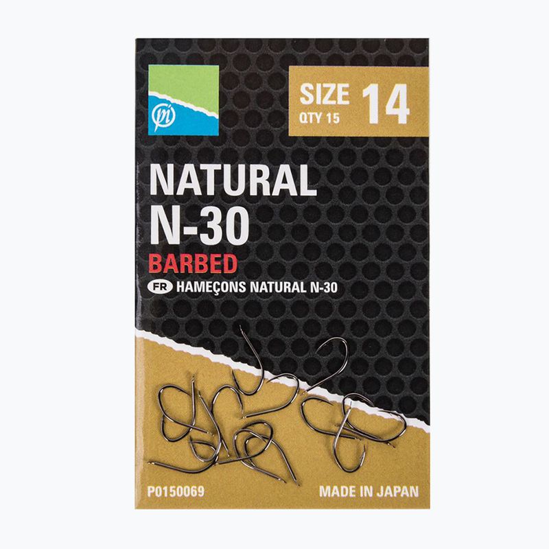 Preston Natural N-30 cârlige de pescuit 15 buc negru P0150067