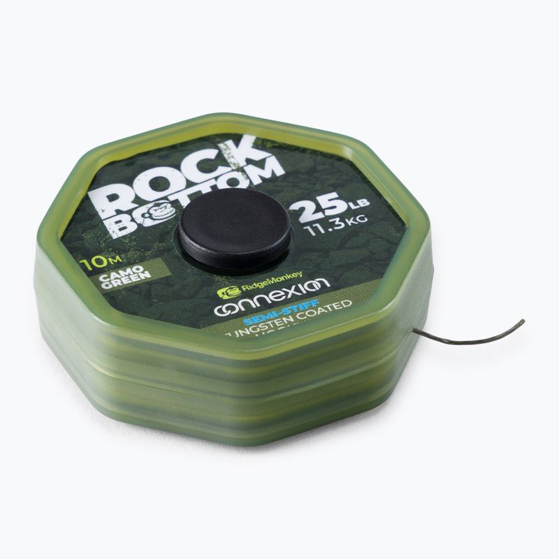 Ridge Monkey Connexion Rock Bottom Tungsten Tungsten Tungsten Semi Stiff Coated Hooklink împletitură verde RMT281