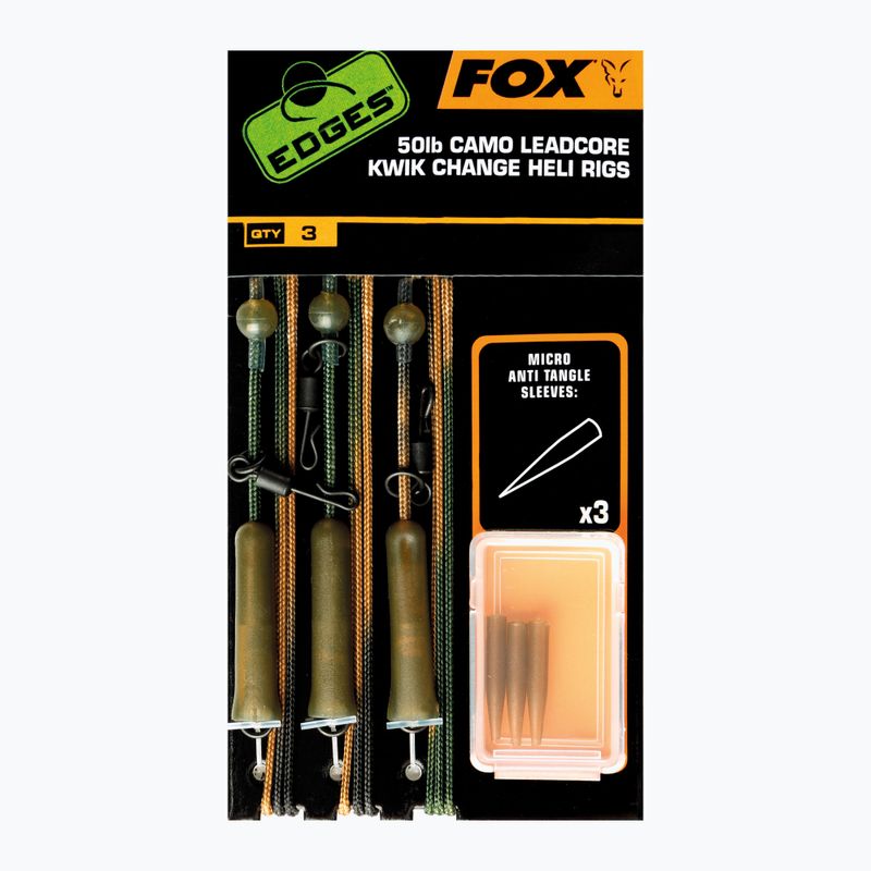 Lider de crap Fox Edges Ready Tied Camo Leadcore Heli Rig Leaders Camo CAC755