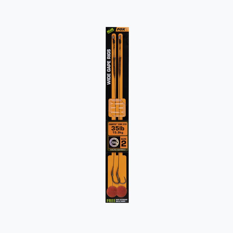 Fox Edges Wide Gape Camotex Semi Stiff crap conduce 2 bucăți maro CCR175